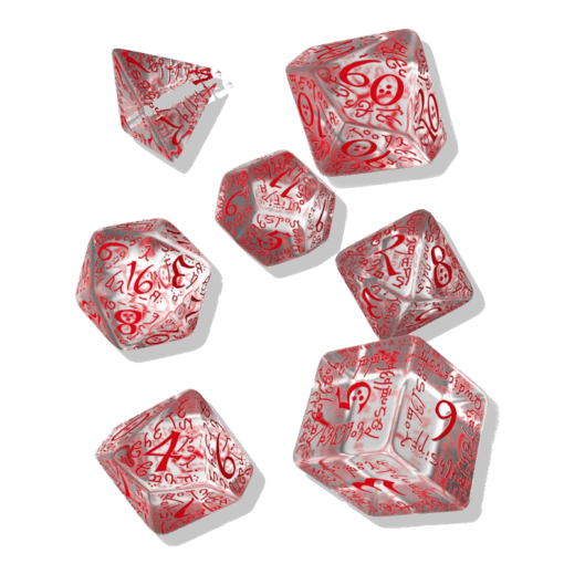 Polydice 7 Dobbelstenen-set Transparent Red Elvish Q-Workshop
