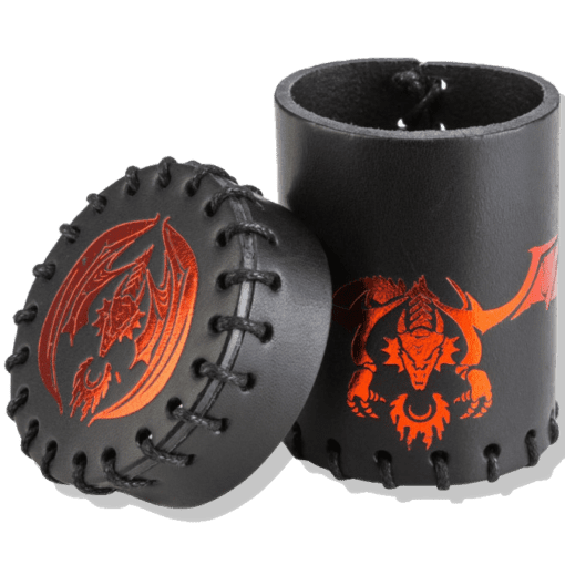 Dobbelbeker Dragon Black Red Leather Dice Cup Q-Workshop