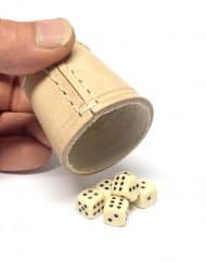 Dobbelbeker Pokerbeker Leer 6cm Mini inclusief zes dobbelstenen