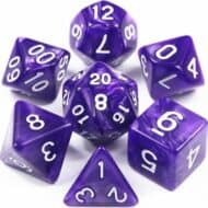 Polydice 7 Dobbelstenenset Paars Wit in Dice Bag