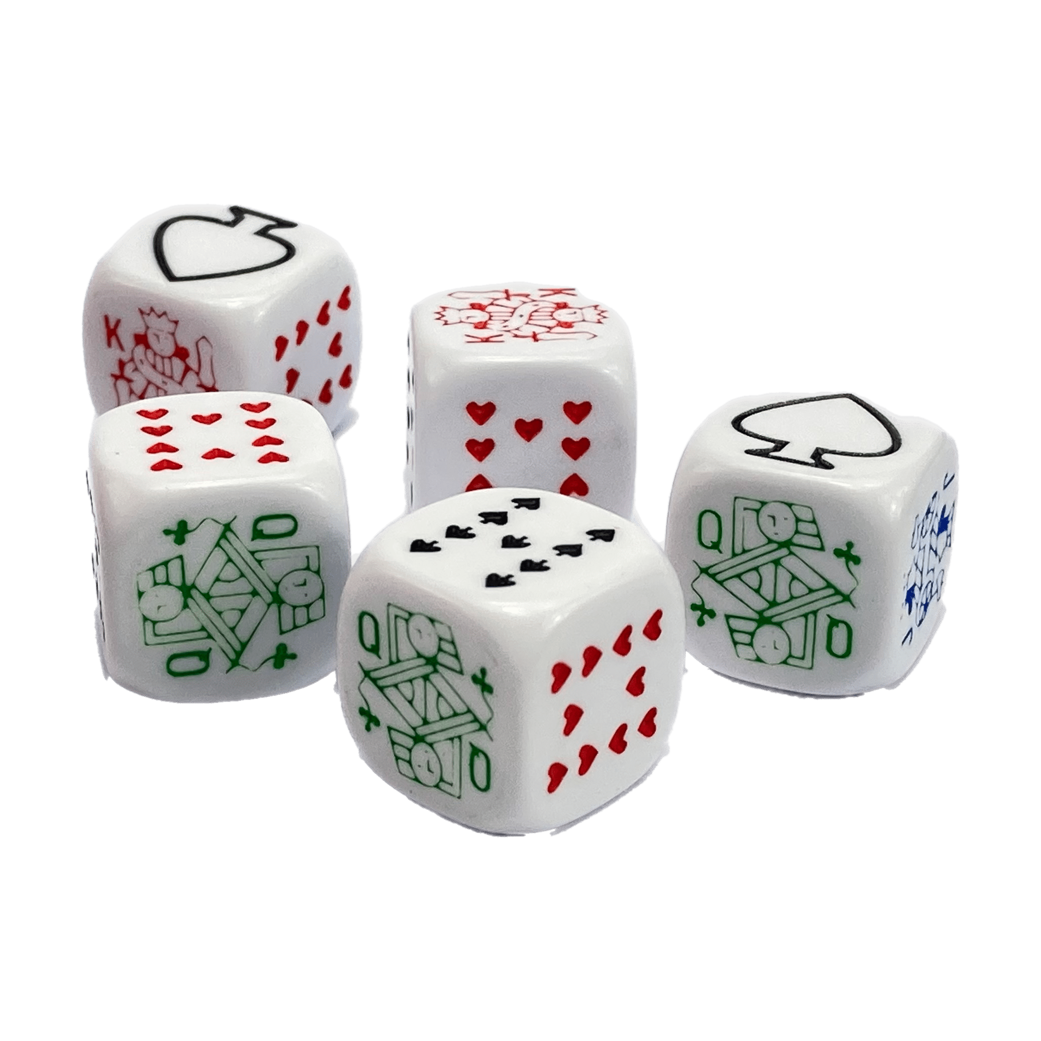 Margaret Mitchell Horizontaal Beugel Poker Dobbelstenen Set van 5 stuks 18mm - Dobbelstenenshop