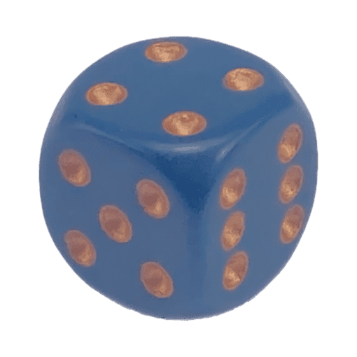 6 Vlakken Dobbelsteen Blauw met Gouden Stippen 12mm