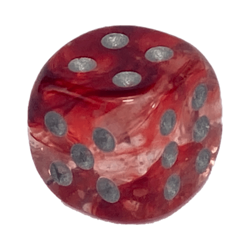 6 Vlakken Dobbelsteen Nebula Red Silver 12mm