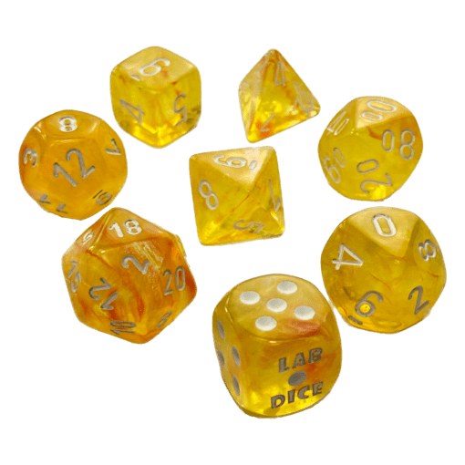 DnD Polydice Lab Dice Chessex Borealis Canary White 7+1
