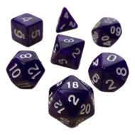 Polydice 7 Dobbelstenenset Paars Wit in Dice Bag