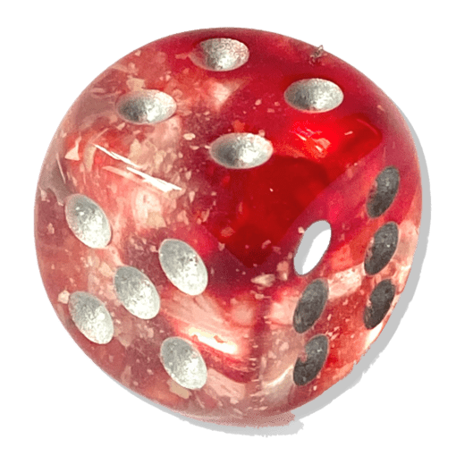 6 Vlakken Dobbelsteen Nebula Red Silver 16mm