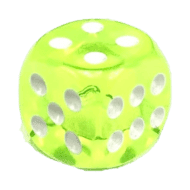 6 Vlakken Dobbelsteen Transparant Licht Groen met Wit 12mm